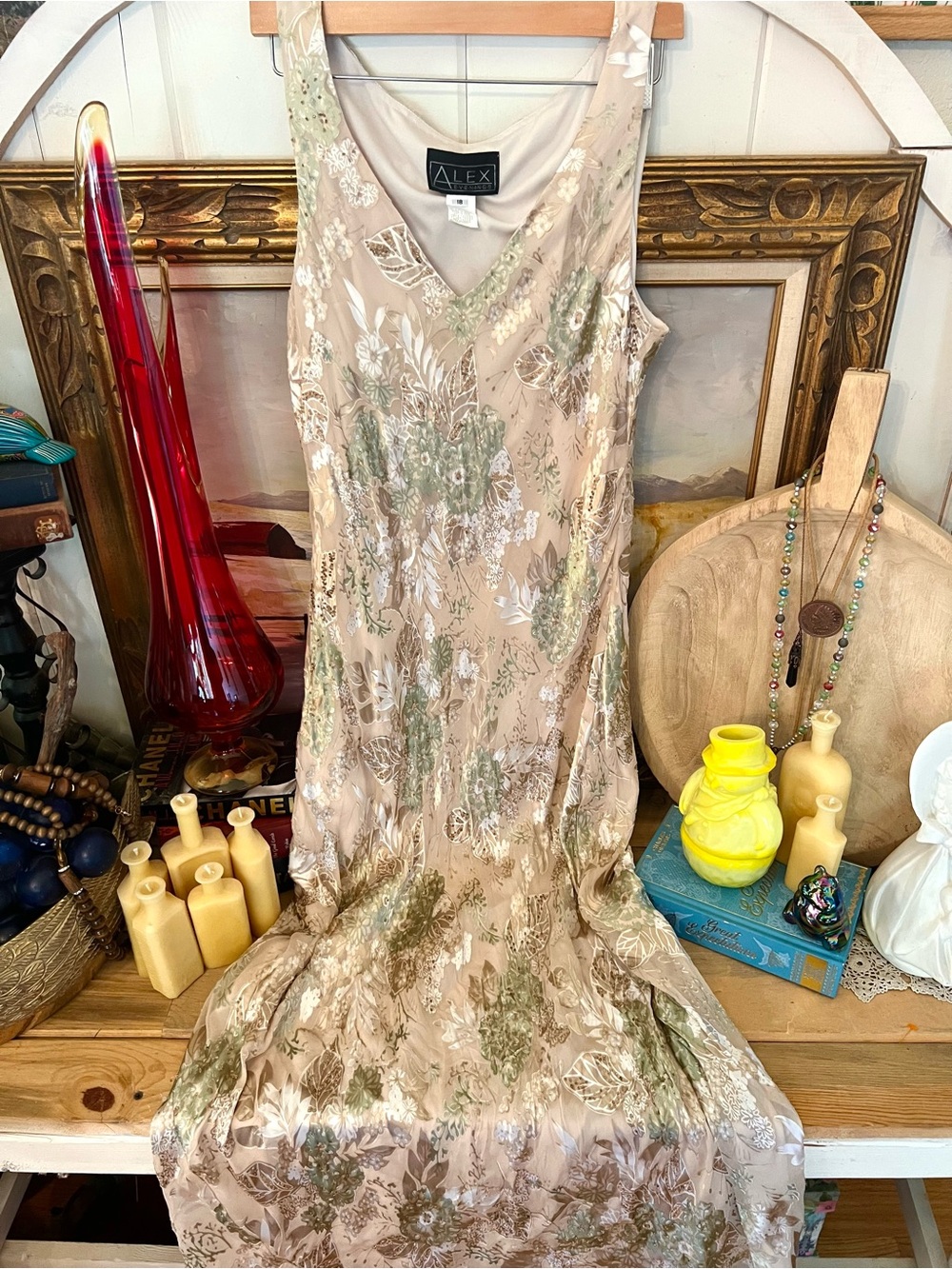 Vintage Alex Evenings Sequin Floral Lace Beaded Formal Gown Dress Size 18 Euro - Picture 11 of 13